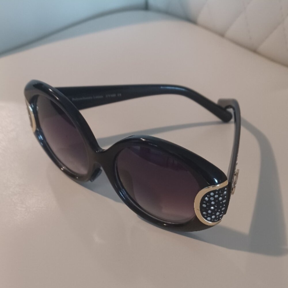 Designer Black/Gold Bling Graduated Tinted Oversized Sunglasses Polycarbonate